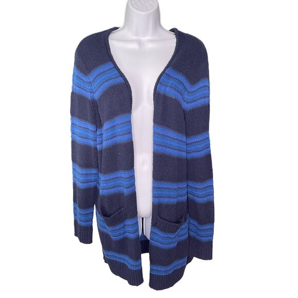 GAP Open Front Cardigan Blue Stripe Long Sleeve Medium - Picture 1 of 7